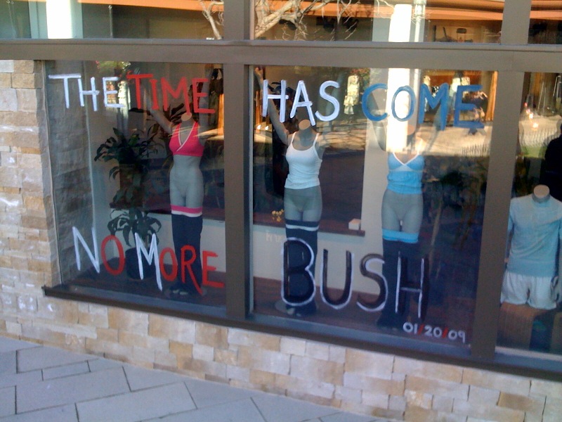 Lululemon Store Front Window in Washington DC after Obama Inauguration